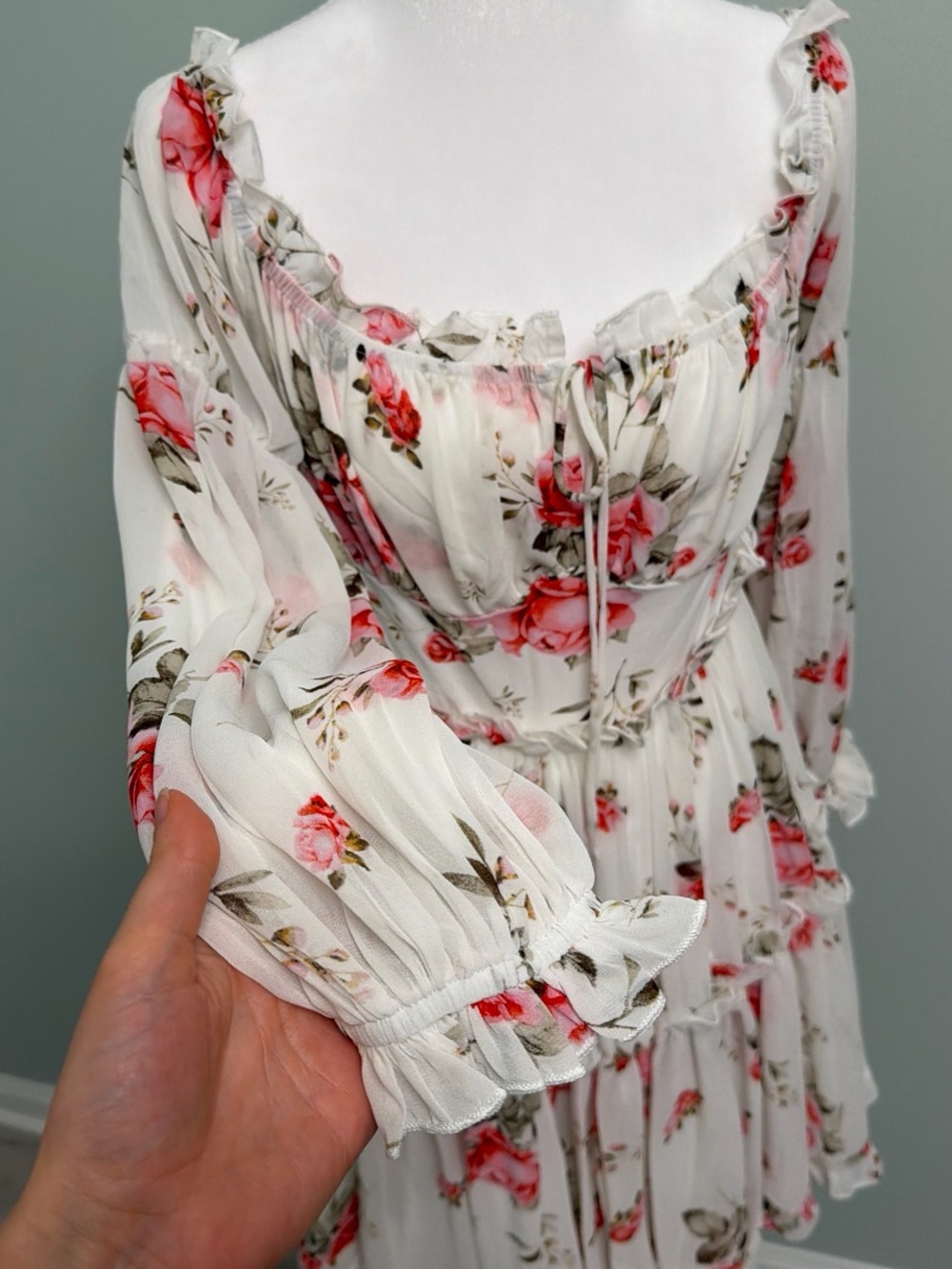 SHEIN White Mini Dress with Pink Floral Print